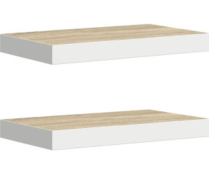 vidaXL Schweberegale 2 Stk. Eichen-Optik und Weiß 40x23x3,8 cm MDF (326571)