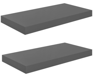 vidaXL Schweberegale 2 Stk. Hochglanz-Grau 50x23x3,8 cm MDF (323788)