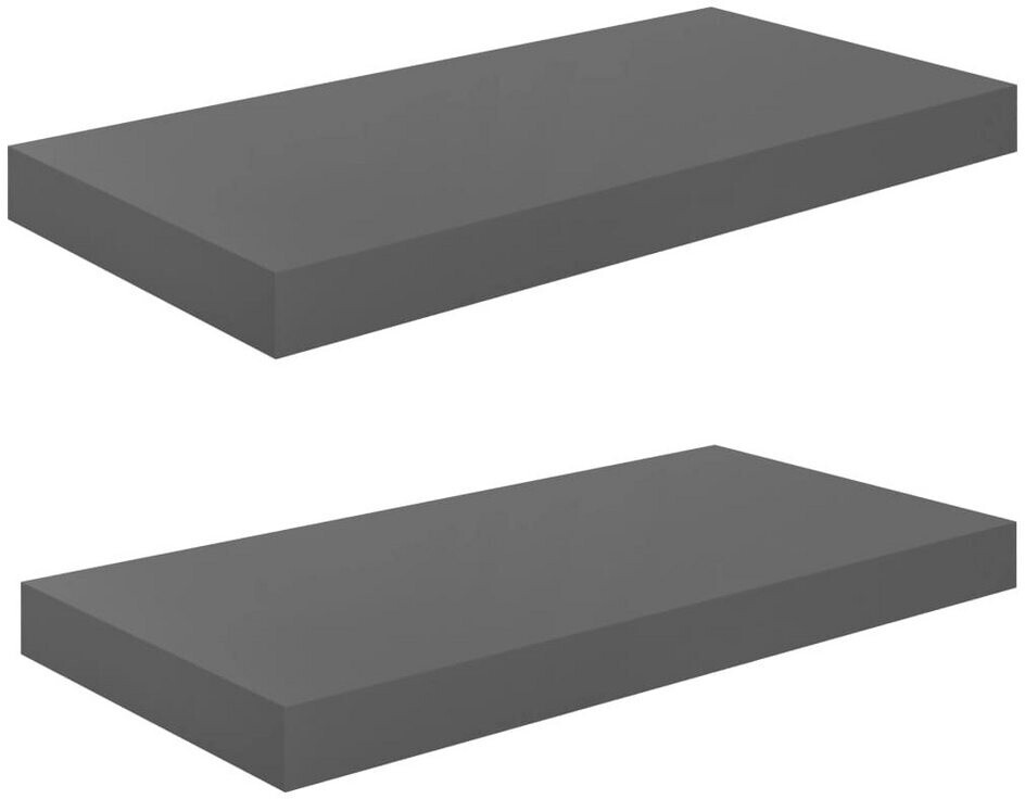 vidaXL Schweberegale 2 Stk. Hochglanz-Grau 50x23x3,8 cm MDF (323788)