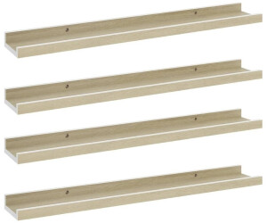vidaXL Wandregale 4 Stk. Weiß und Sonoma-Eiche 60x9x3 cm (326695)