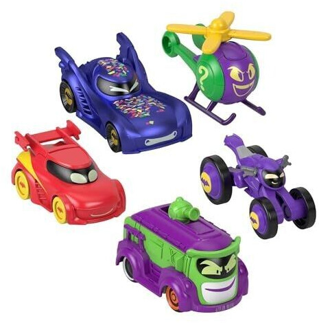Fisher-Price DC Batwheels 5er-Pack Bam Batmobil Redbird Prank Bibi and Quizz Batcast (HML21)