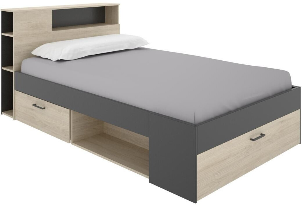 Vente-unique Leandre 120x190cm Anthracite/Nature
