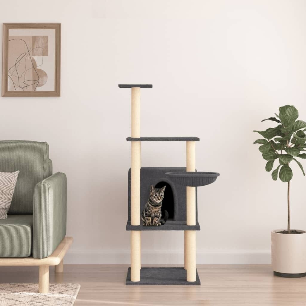 vidaXL Cat Scratching Post dark grey 132cm (171728)