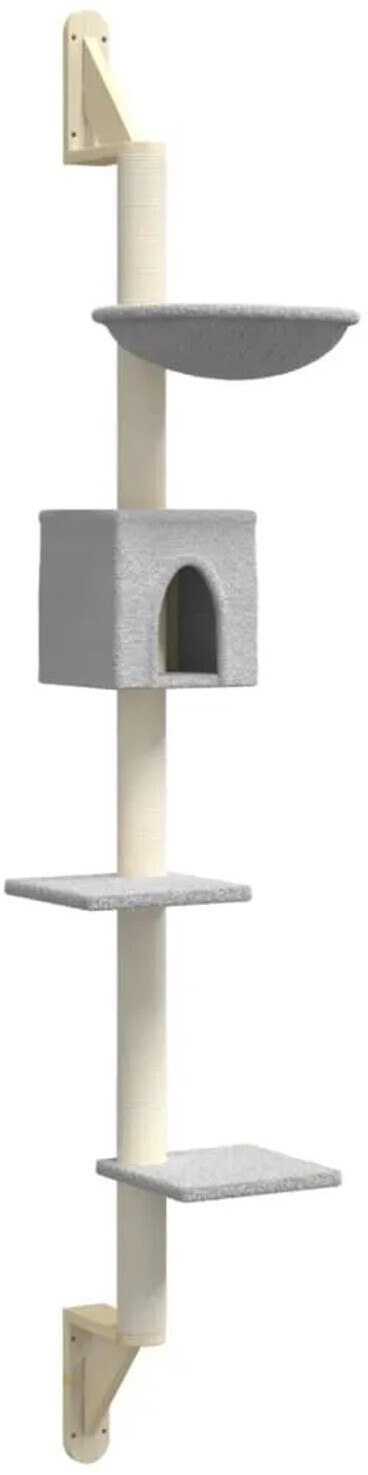 vidaXL Cat Scratching Post with Cat Scratching Post wall mounting light grey 187cm (172399)