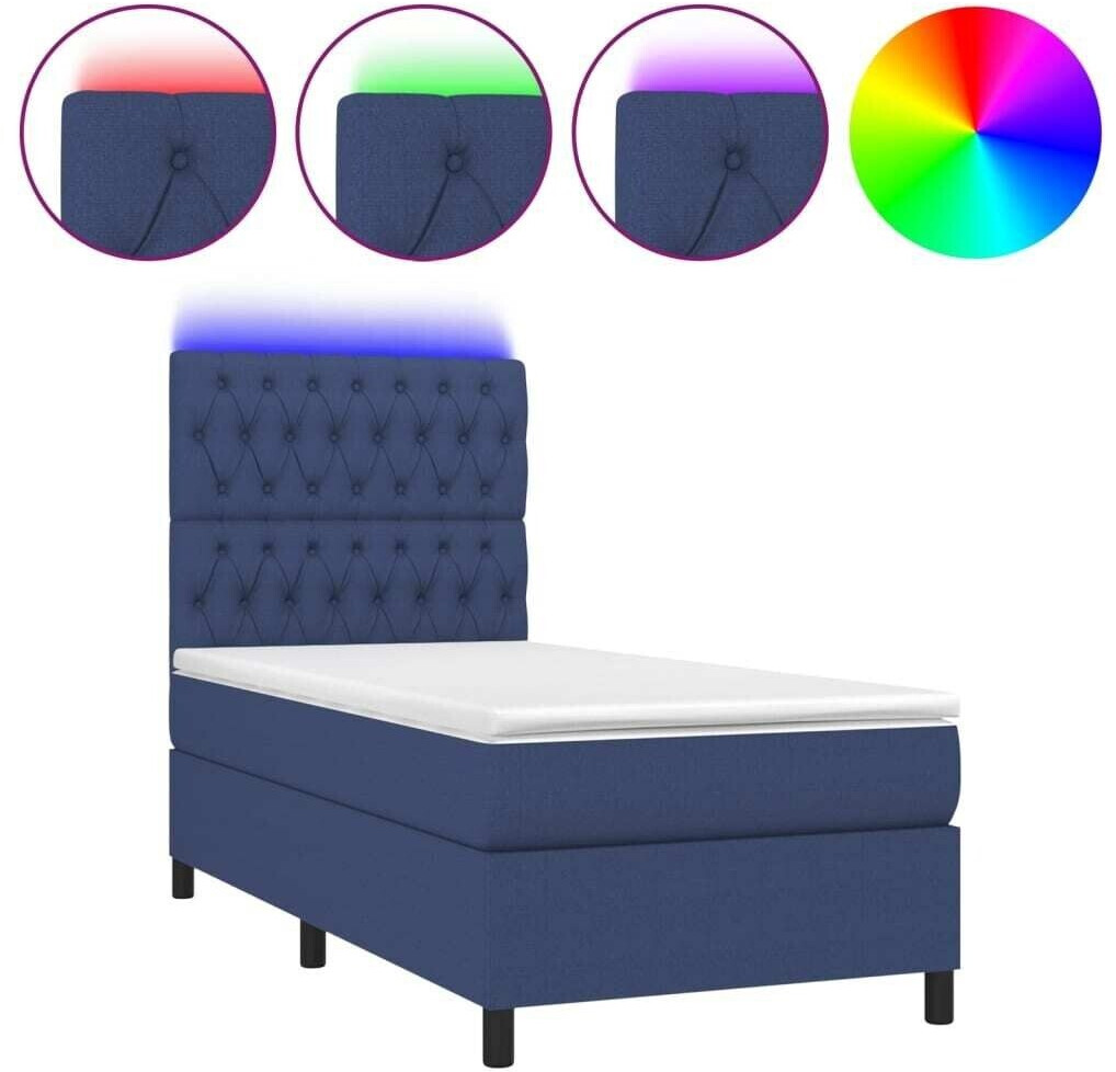 vidaXL Box spring bed with mattress & LED 80x200cm fabric (3135075)