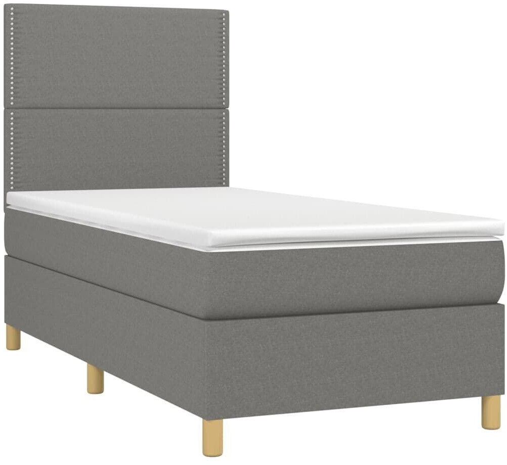 vidaXL Box spring bed with mattress & LED 80x200cm fabric (3135310)