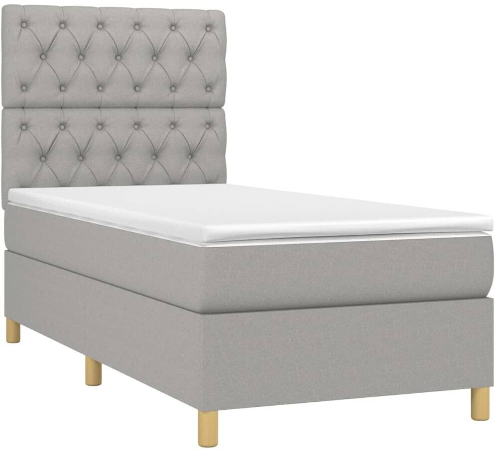 vidaXL Box spring bed with mattress & LED 80x200cm fabric (3135629)