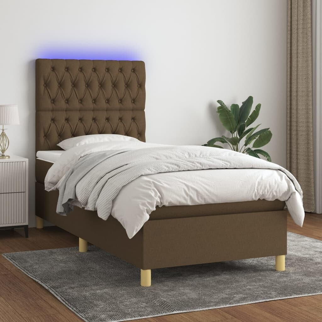 vidaXL Box spring bed with mattress & LED 80x200cm fabric (3135632)