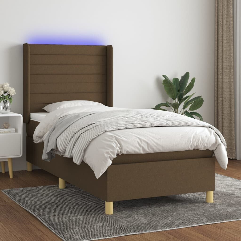 vidaXL Box spring bed with mattress & LED 80x200cm fabric (3138912)