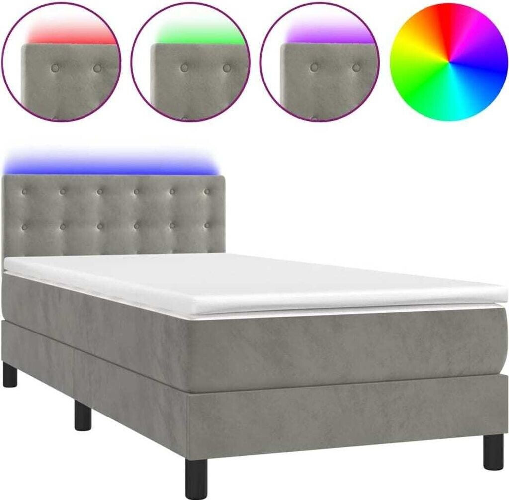 vidaXL Box spring bed with mattress & LED 80x200cm velvet (3134609)