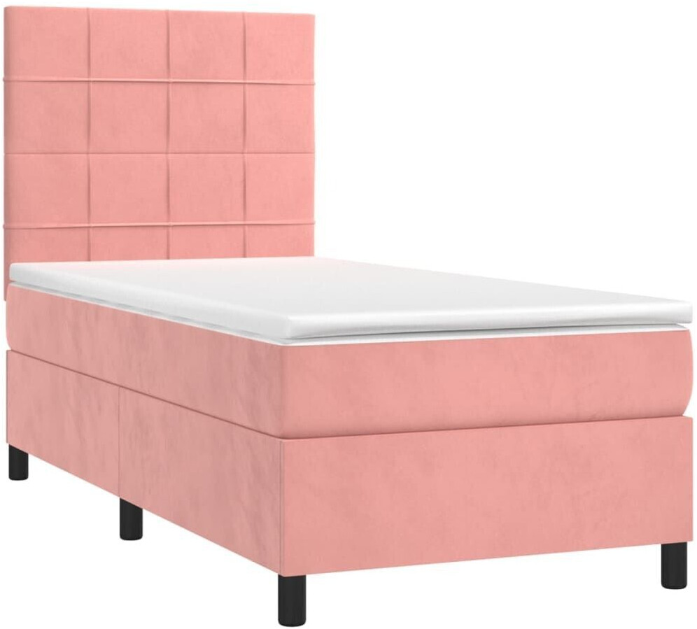 vidaXL Box spring bed with mattress & LED 80x200cm velvet (3136094)