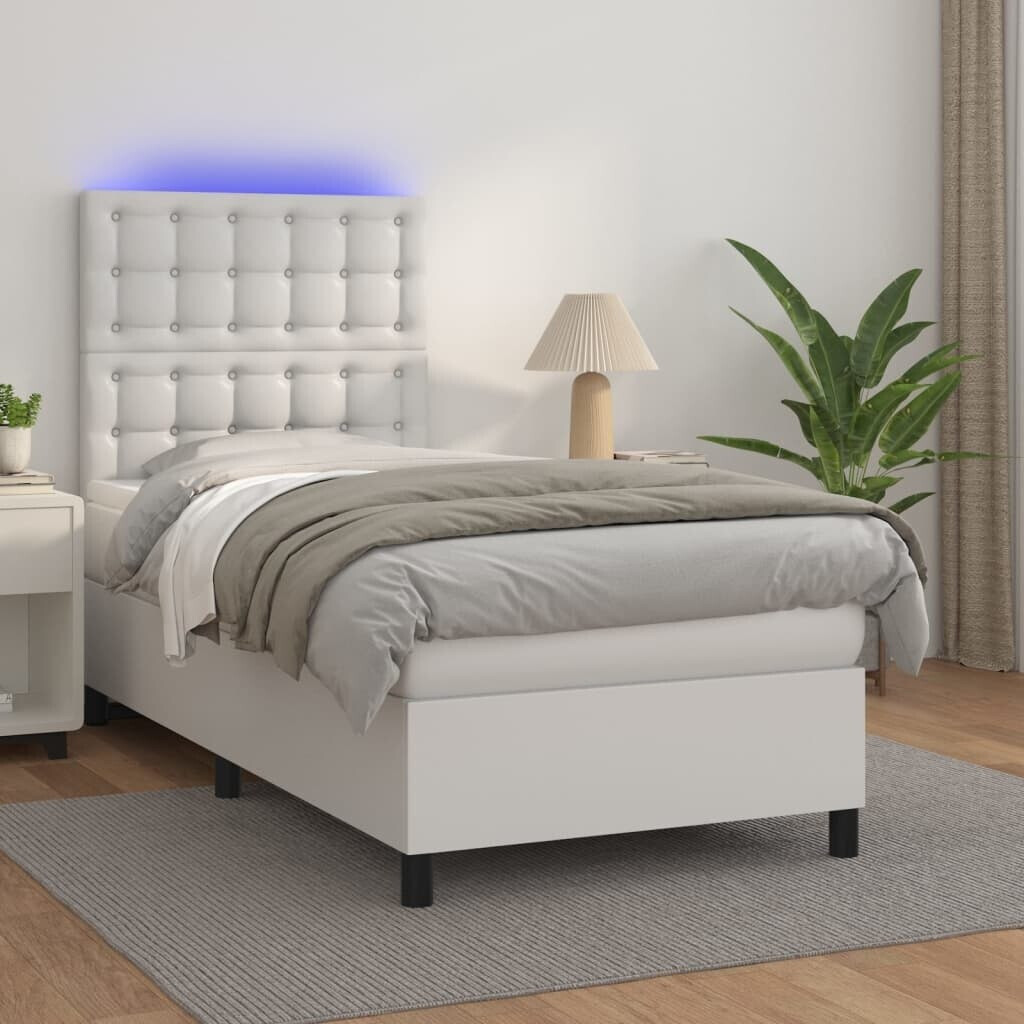 vidaXL Box spring bed with mattress & LED 90x190cm artificial leather (3135916)
