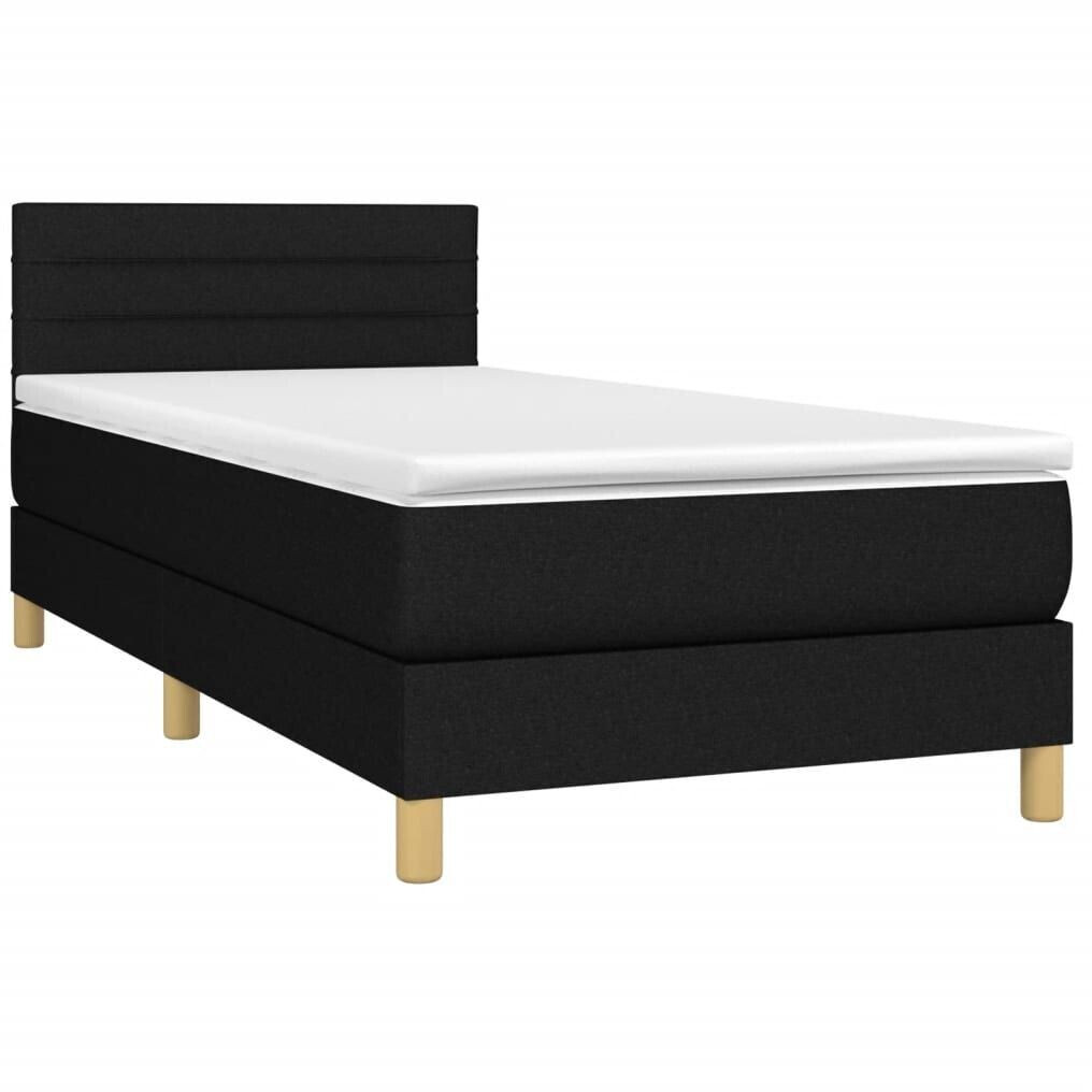 vidaXL Box spring bed with mattress & LED 90x190cm fabric (3133759)