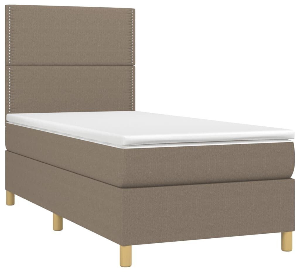 vidaXL Box spring bed with mattress & LED 90x190cm fabric (3135321)