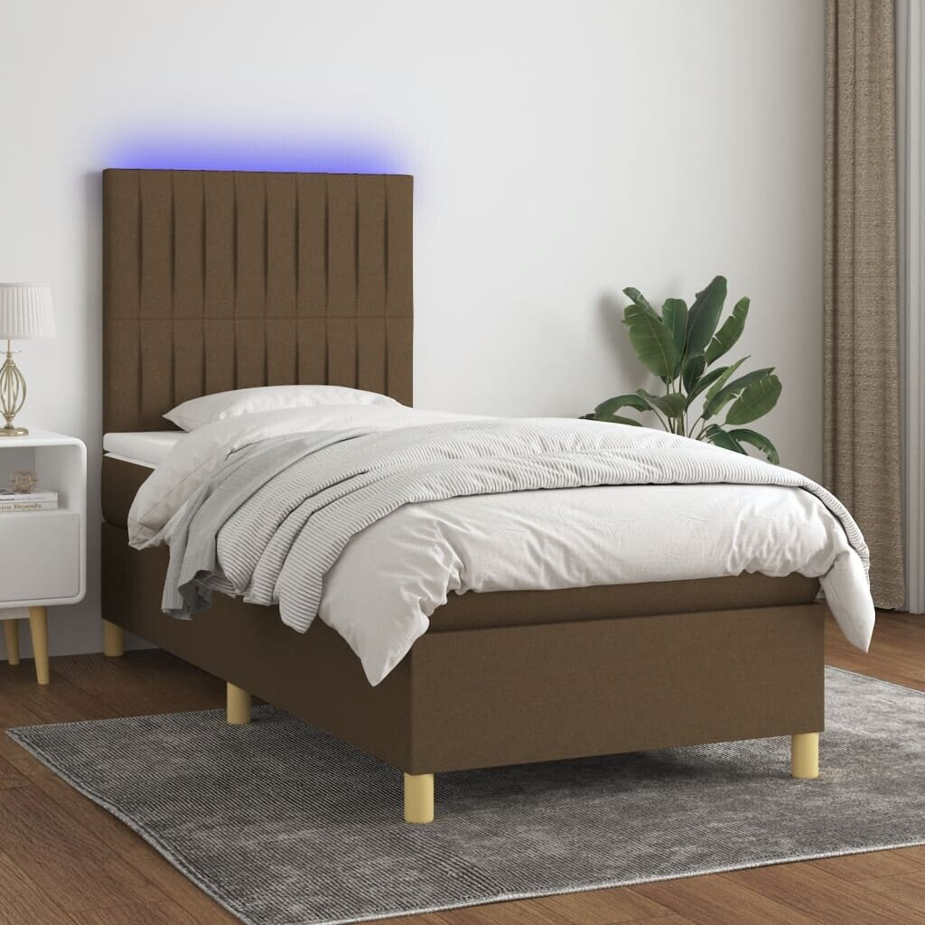 vidaXL Box spring bed with mattress & LED 90x190cm fabric (3135560)