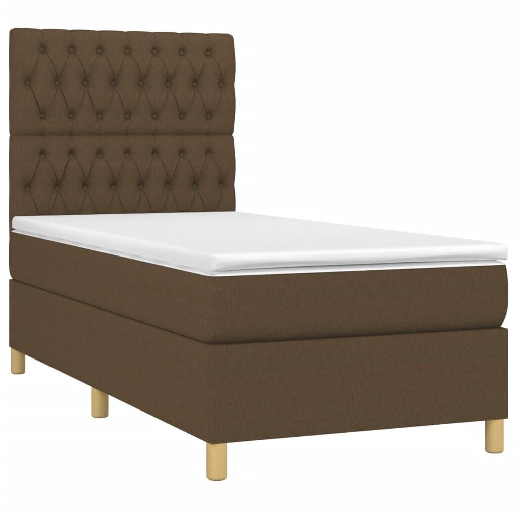 vidaXL Box spring bed with mattress & LED 90x190cm fabric (3135640)