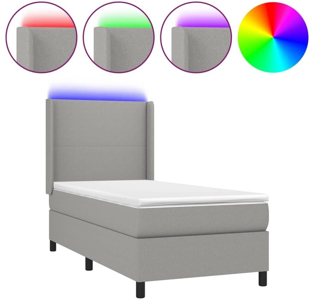 vidaXL Box spring bed with mattress & LED 90x190cm fabric (3138117)