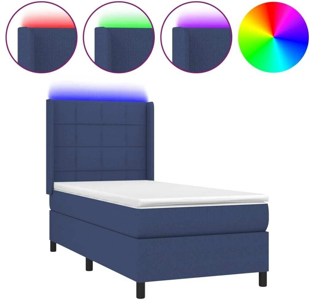 vidaXL Box spring bed with mattress & LED 90x190cm fabric (3138283)