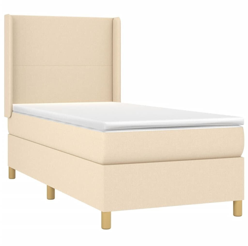 vidaXL Box spring bed with mattress & LED 90x190cm fabric (3138682)