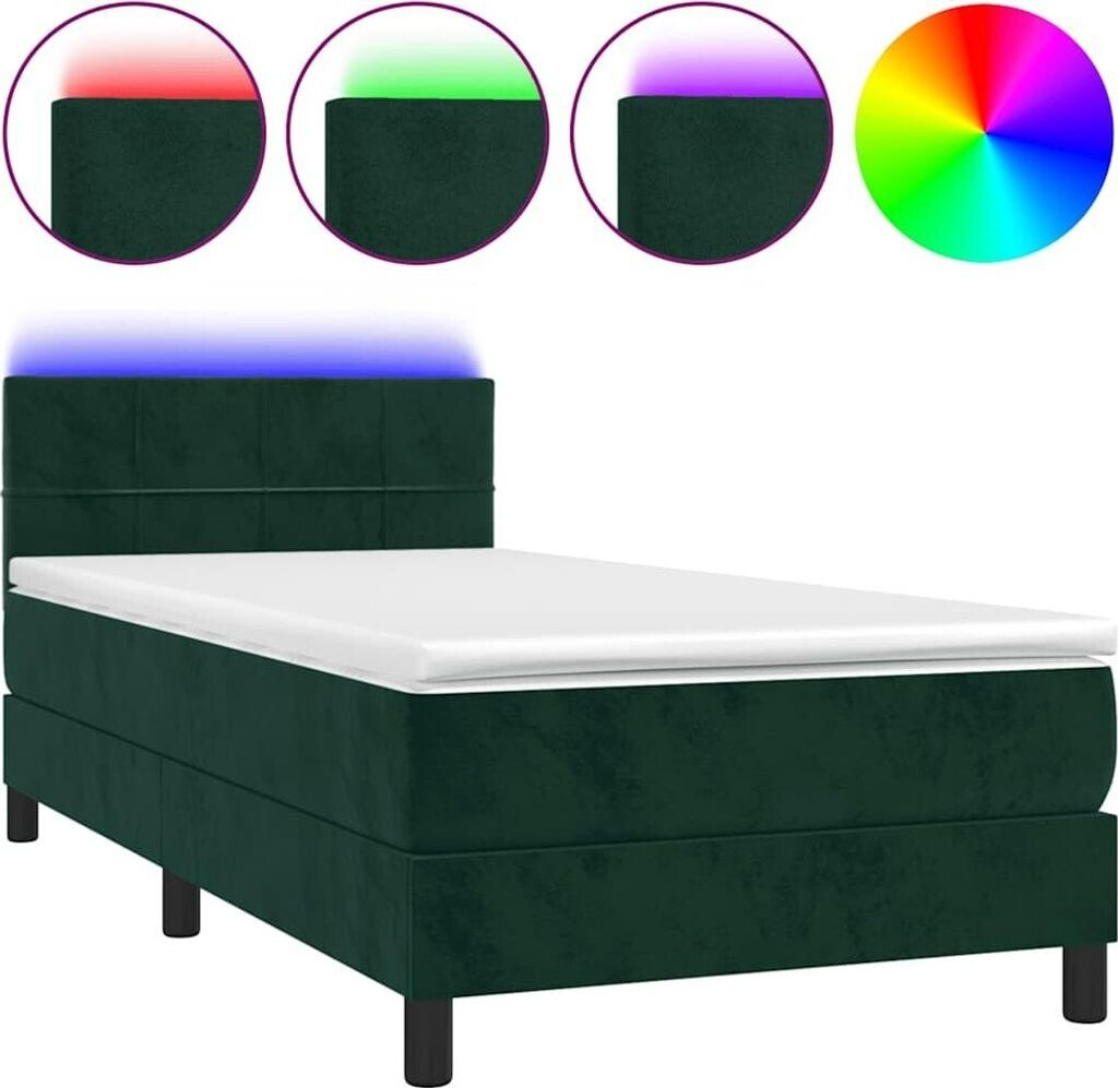 vidaXL Box spring bed with mattress & LED 90x190cm velvet (3134378)