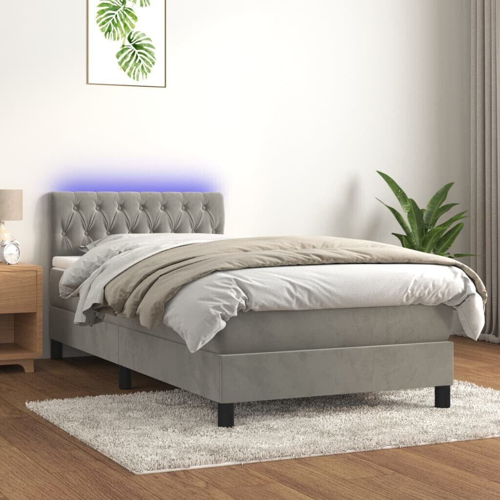 vidaXL Box spring bed with mattress & LED 90x190cm velvet (3134555)