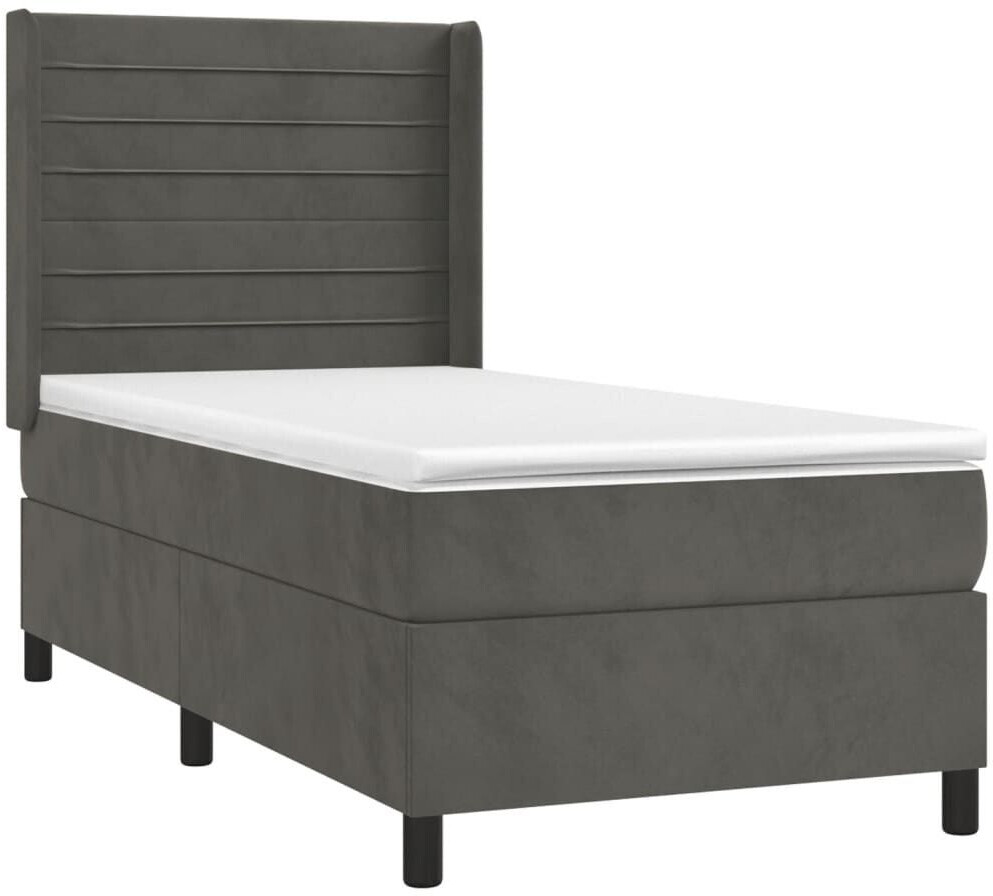 vidaXL Box spring bed with mattress & LED 90x190cm velvet (3139596)