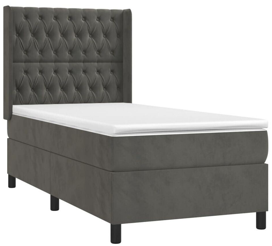vidaXL Box spring bed with mattress & LED 90x190cm velvet (3139716)