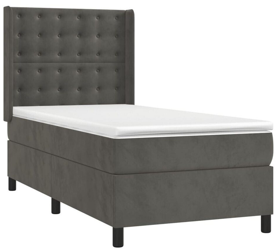 vidaXL Box spring bed with mattress & LED 90x190cm velvet (3139776)