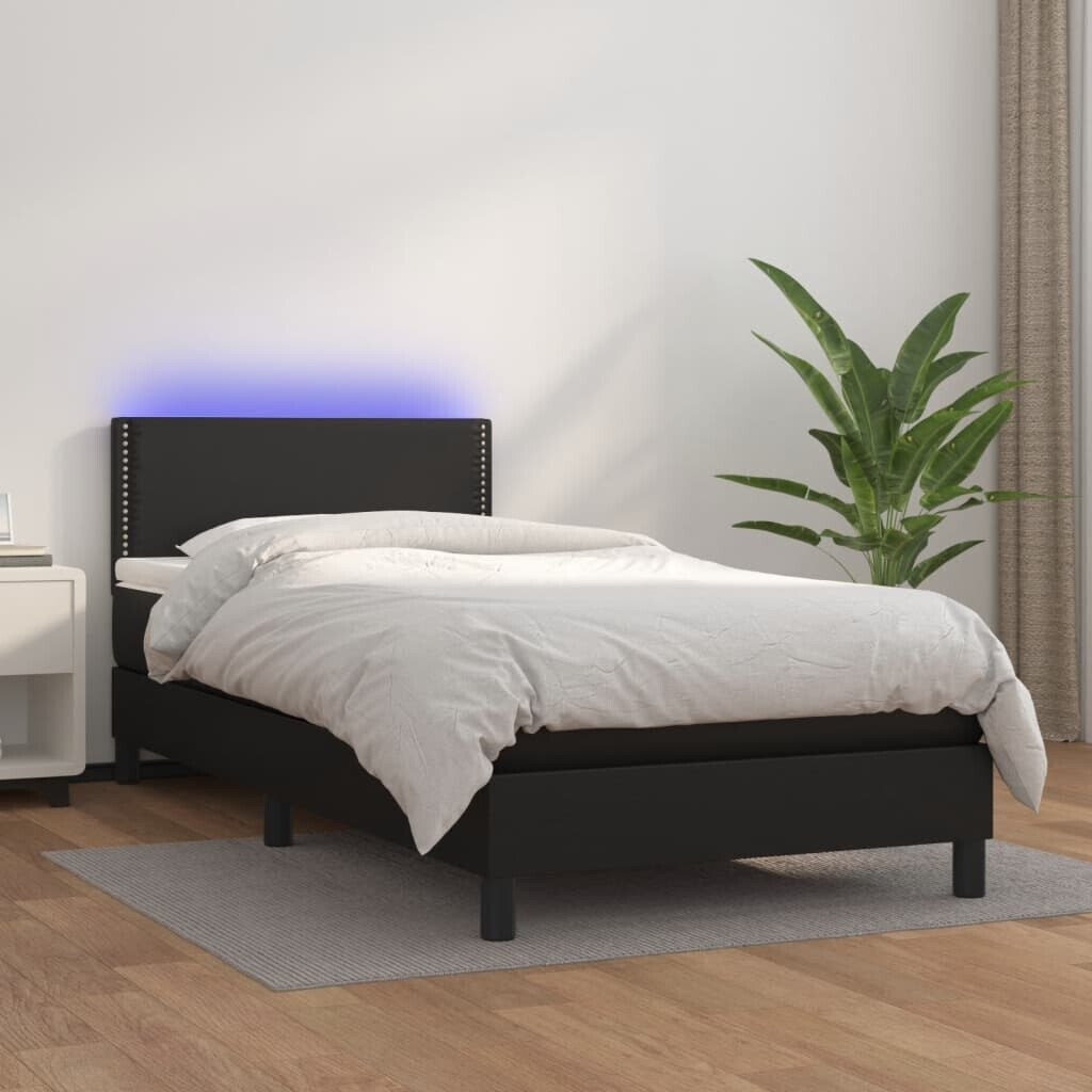 vidaXL Box spring bed with mattress & LED 90x200cm artificial leather (3134141)