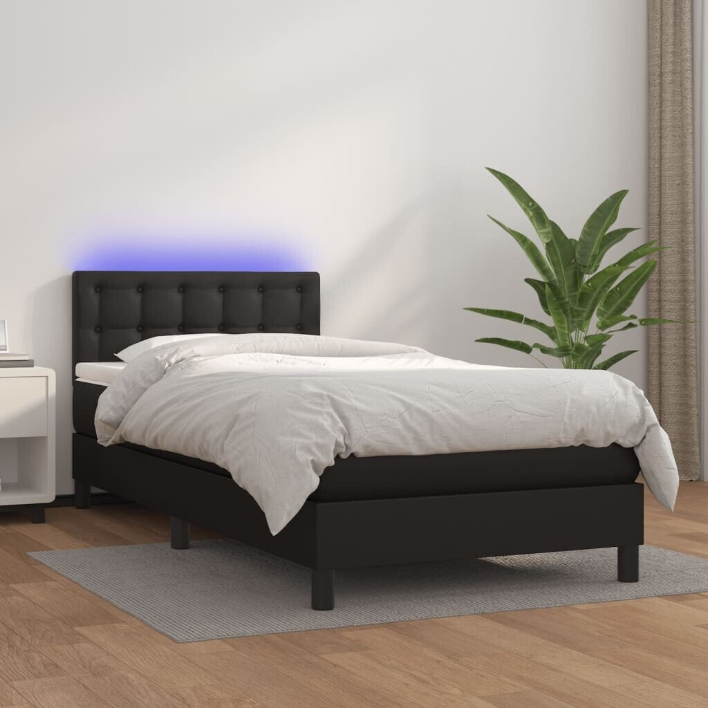 vidaXL Box spring bed with mattress & LED 90x200cm artificial leather (3134201)