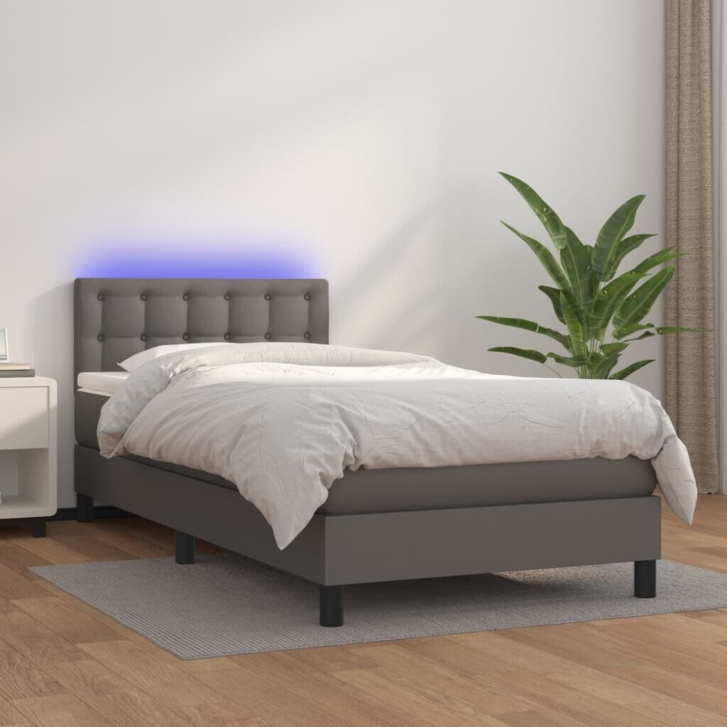 vidaXL Box spring bed with mattress & LED 90x200cm artificial leather (3134205)