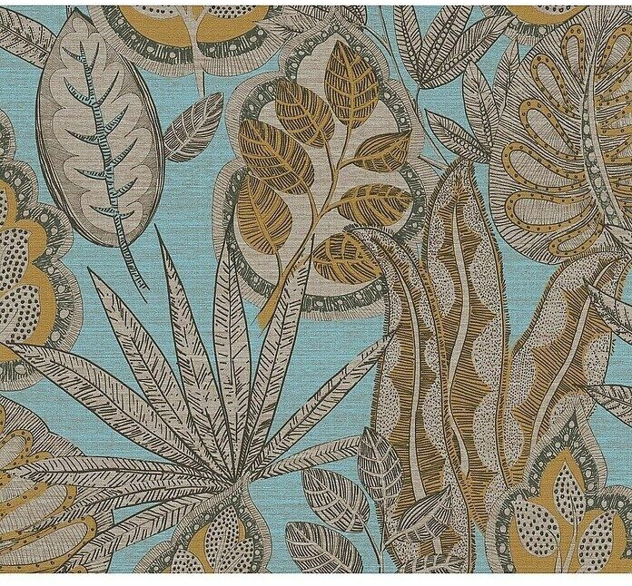 A.S. Creation Famous Garden Blatt light blue-Gelb-brown
