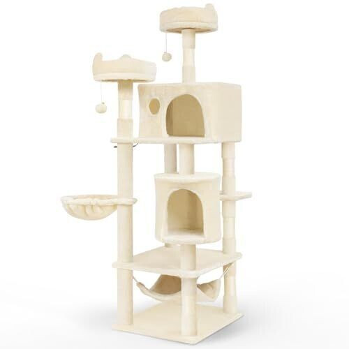 Vounot Arbre à chat grande taille 5 niveaux 168 cm beige