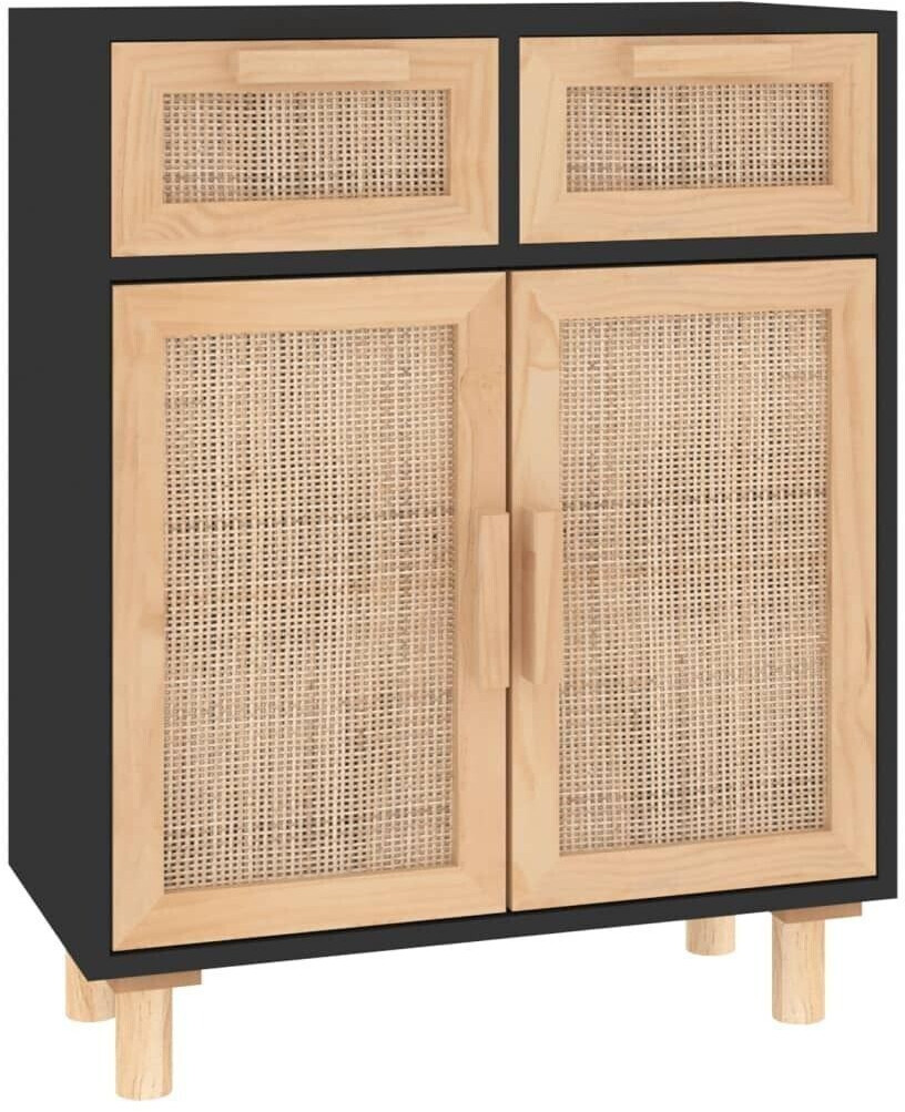 vidaXL Sideboard solid pine wood and natural rattan 60x75cm (345637)