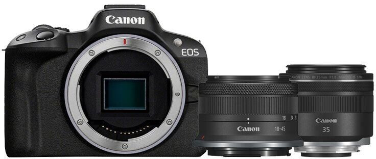 Canon EOS R50 Kit 18-45mm + 35mm noir