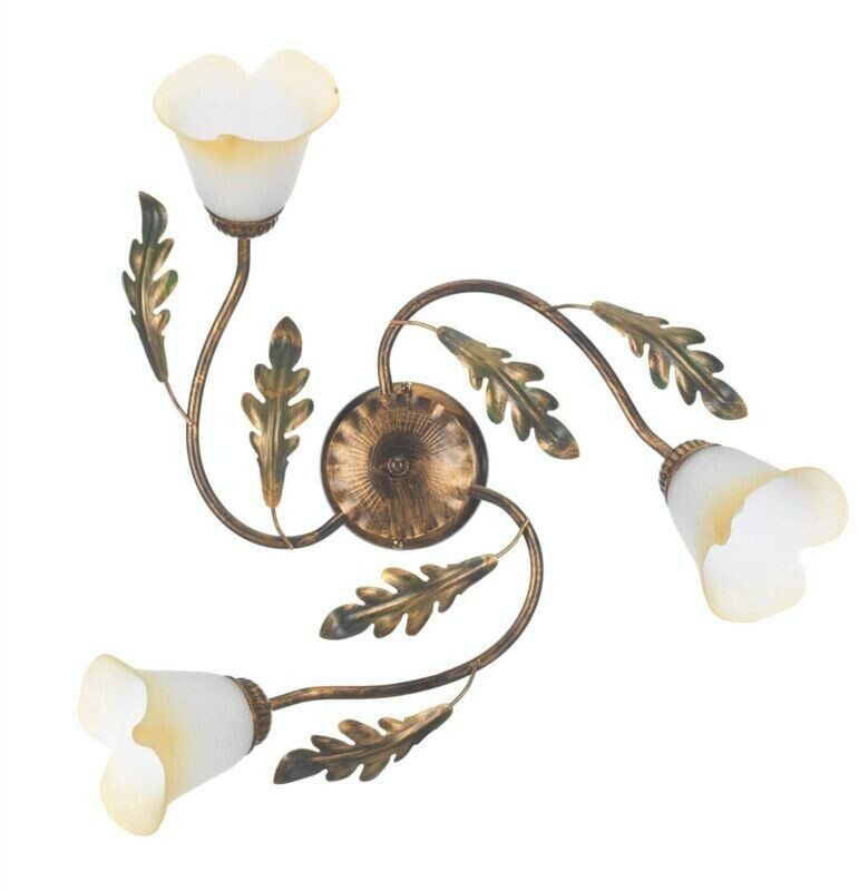 Ceiling lamp Quercia 3-bulb cream/bronze/green