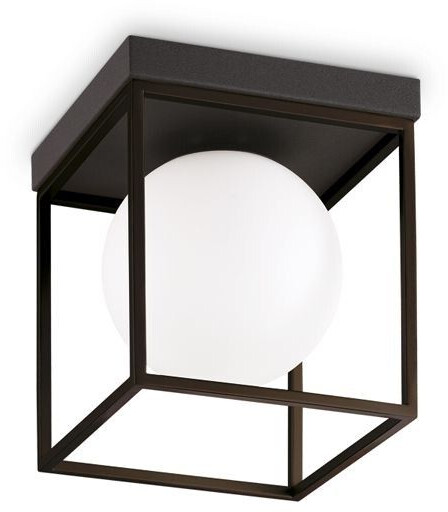 IDEAL LUX Ceiling lamp Lingotto, black, opal glass, 1-flame
