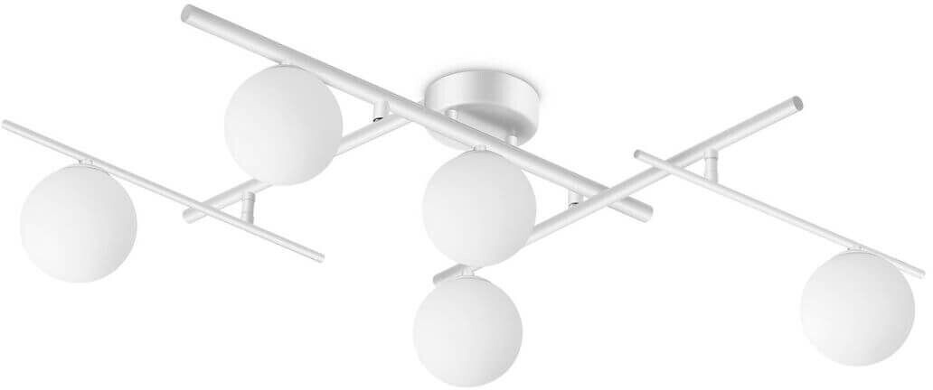 IDEAL LUX Ceiling light Atlas, white, 5-flame, metal, glass