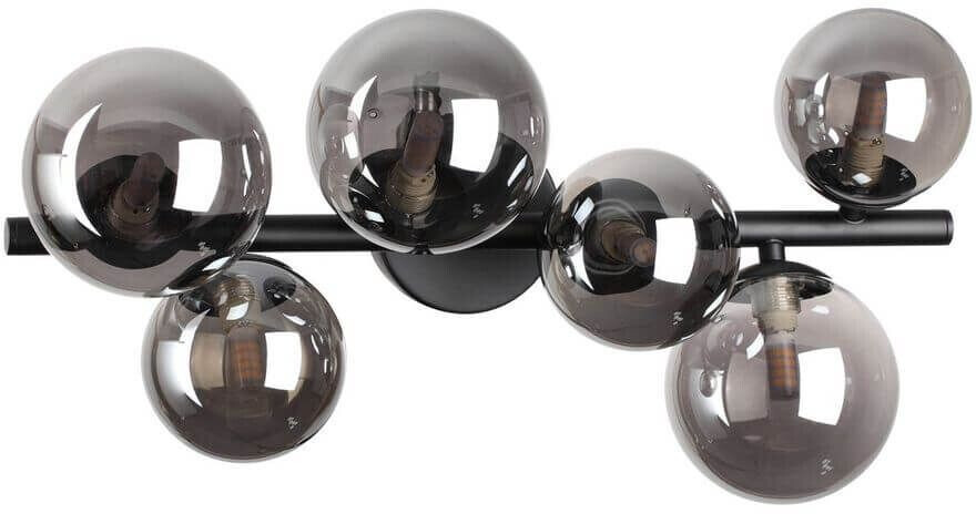 IDEAL LUX Ceiling light Perlage, smoke gray, glass, 6-bulb