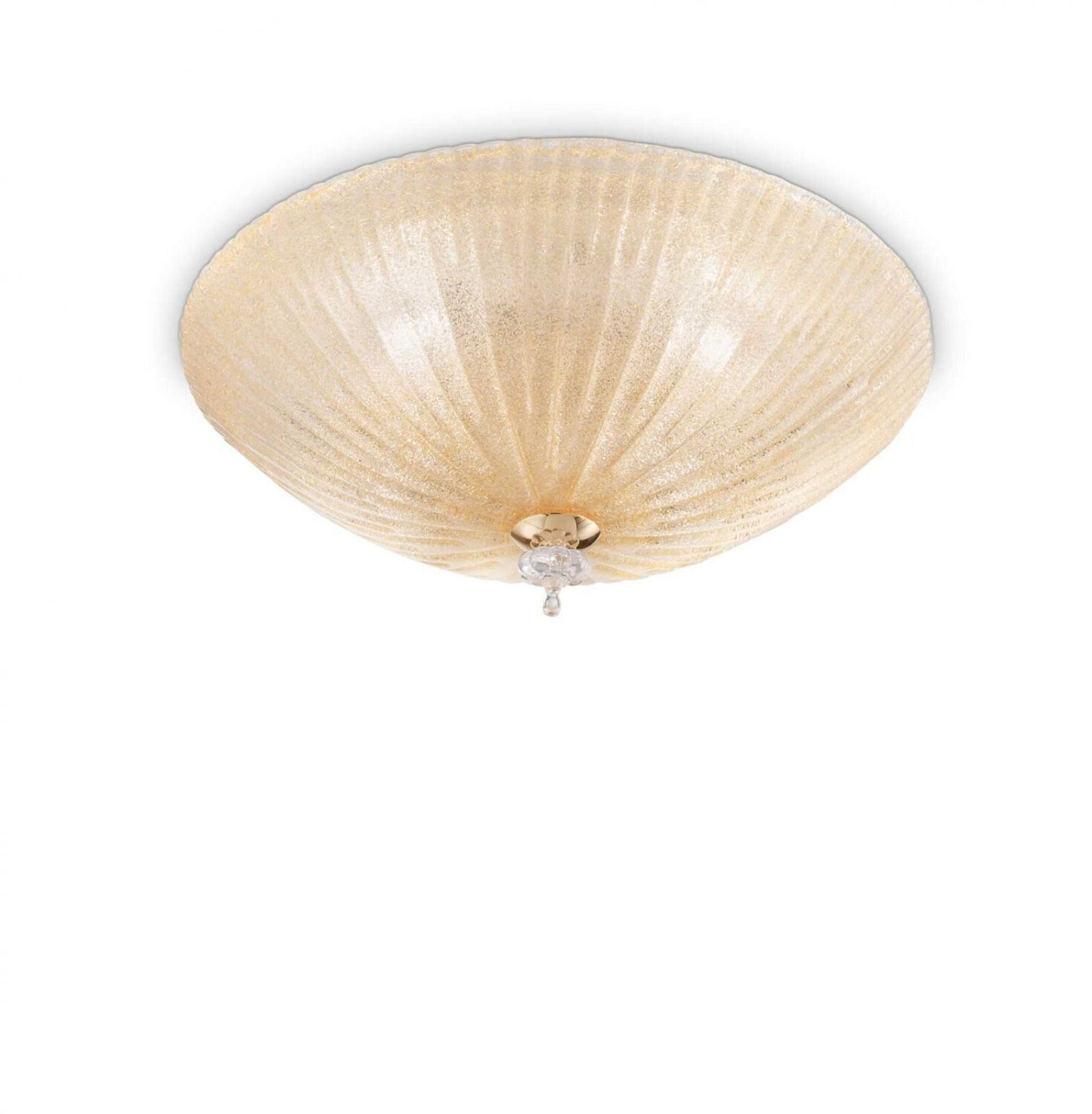 IDEAL LUX Ceiling light Shell, amber-colored, glass, Ø50 cm