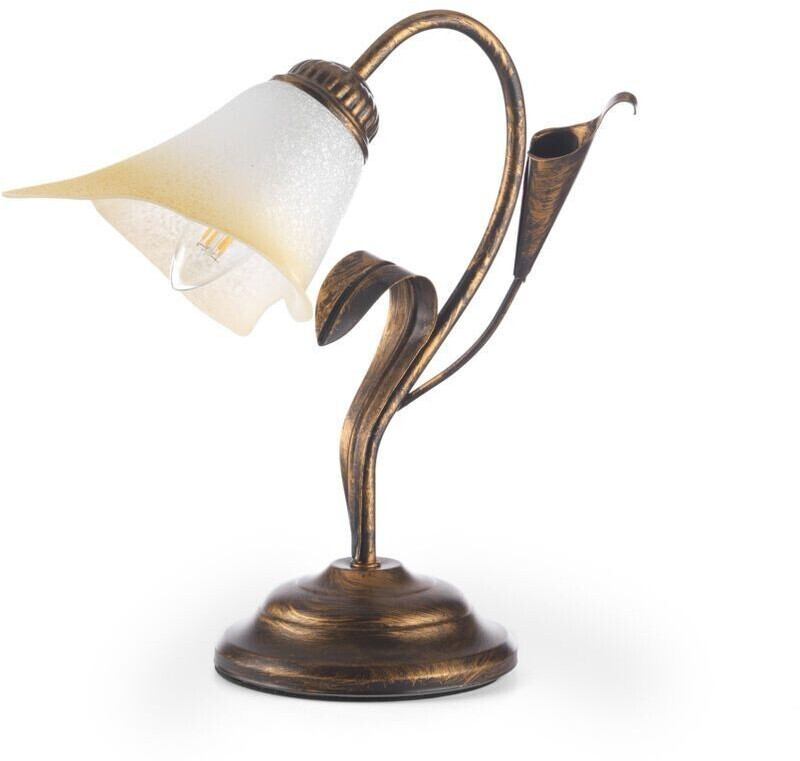 Table lamp Lucrezia in bronze with flower lampshade