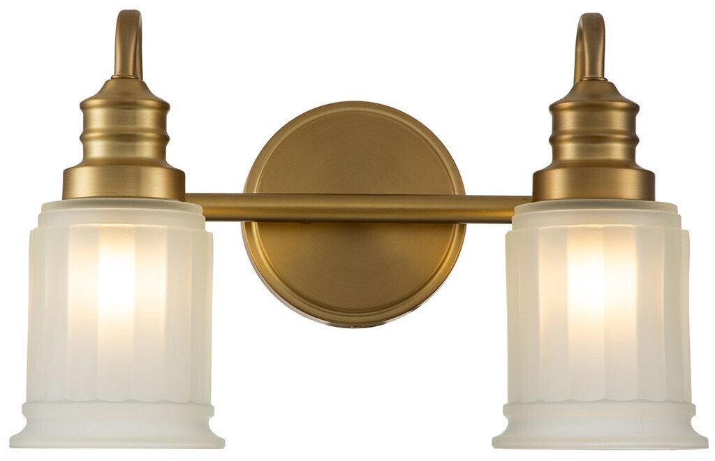 Wall light Swell IP44, 2-flame, brushed brass