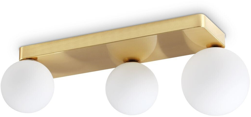 IDEAL LUX Ceiling lamp Penta, 3-flame, gold-colored, opal glass