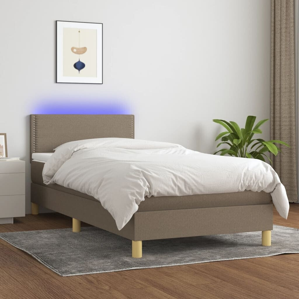 vidaXL Box spring bed with mattress & LED 90x200cm fabric (3133609)