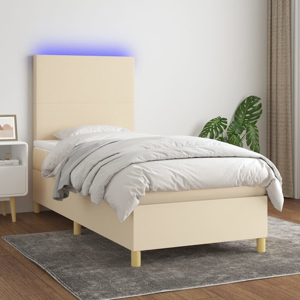 vidaXL Box spring bed with mattress & LED 90x200cm fabric (3135250)