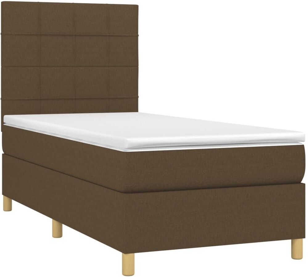 vidaXL Box spring bed with mattress & LED 90x200cm fabric (3135408)
