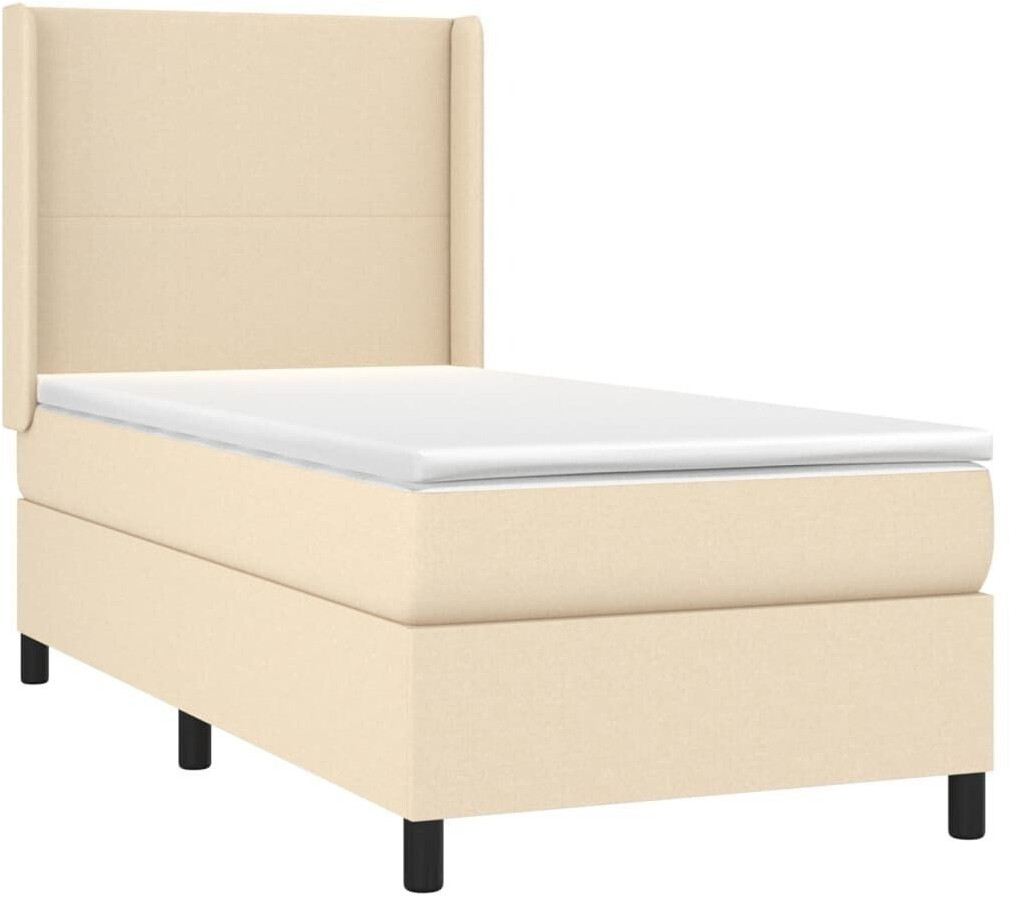 vidaXL Box spring bed with mattress & LED 90x200cm fabric (3138130)
