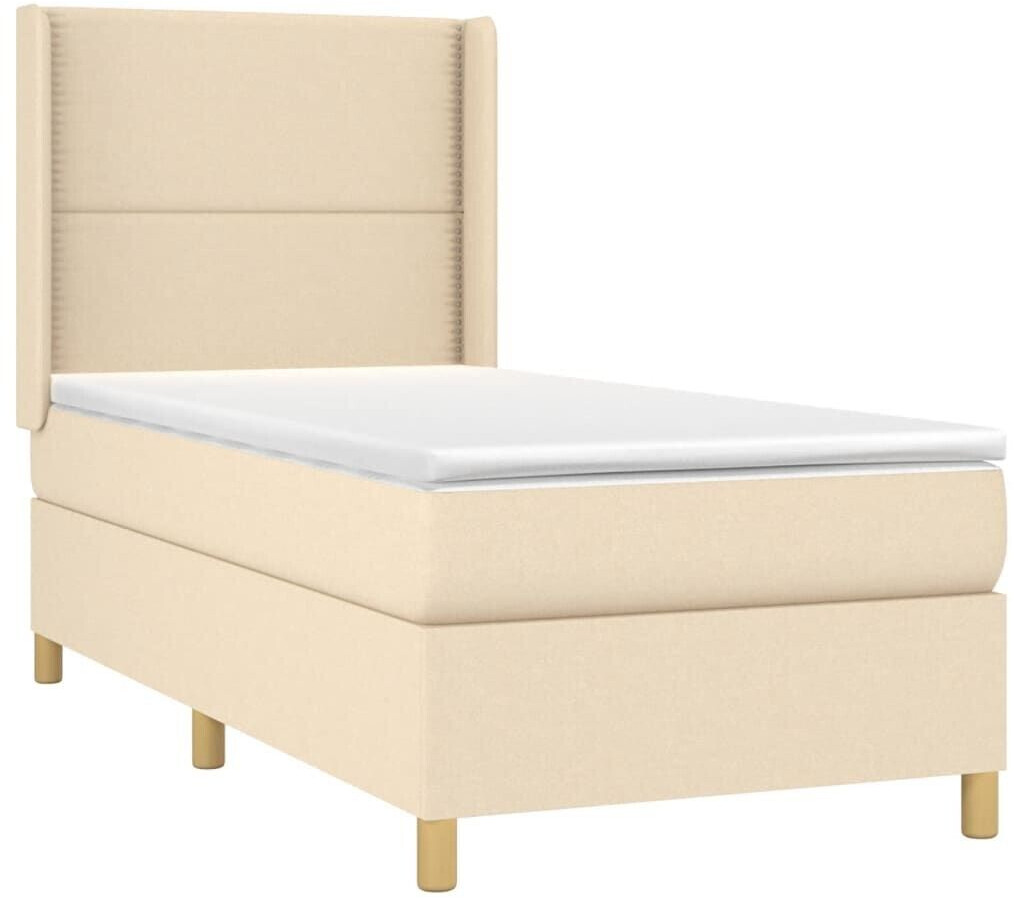 vidaXL Box spring bed with mattress & LED 90x200cm fabric (3138770)