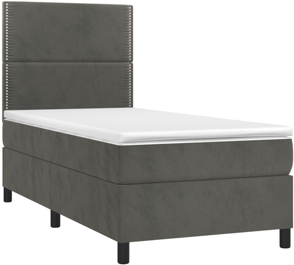 vidaXL Box spring bed with mattress & LED 90x200cm velvet (3136042)