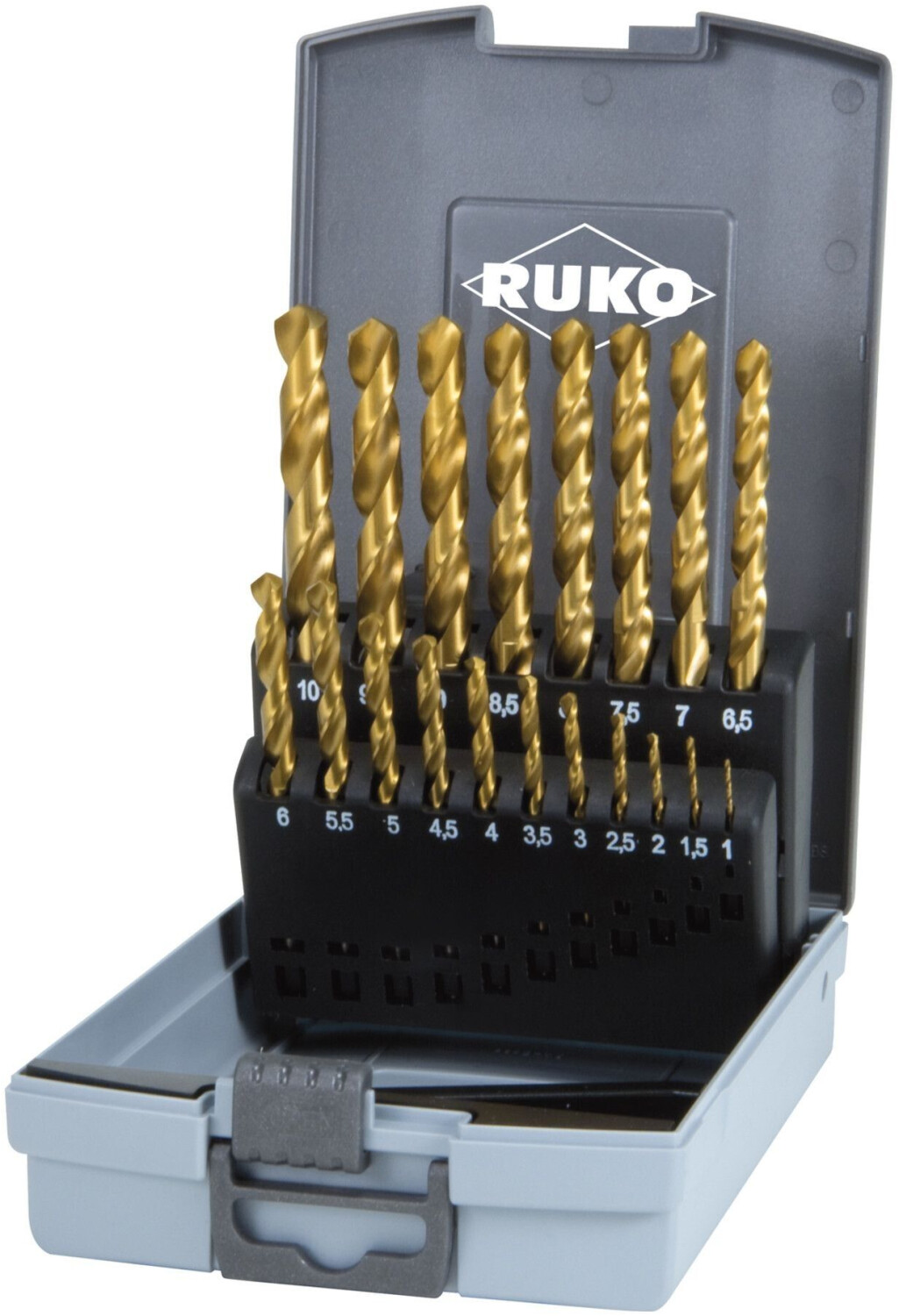 RUKO DIN 338 Typ N HSS G TiN in Plastic cassette Ø 1,0 mm